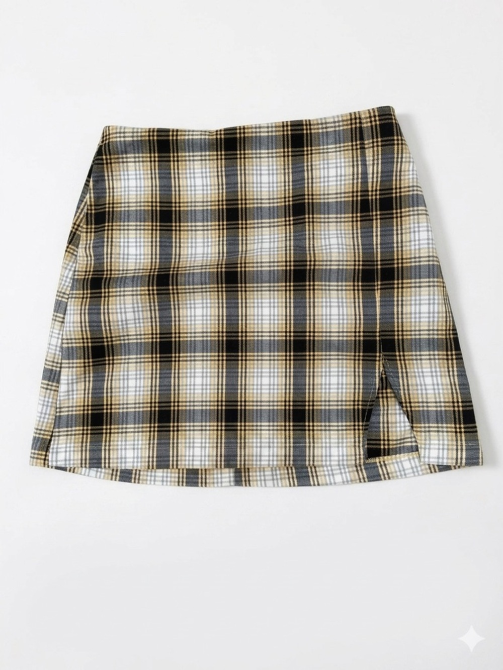 Urban Outfitters Yellow Plaid Side Slit Mini Skirt Size SP